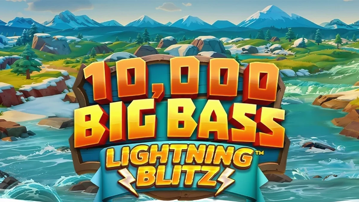 Tampilan visual slot 10,000 Big Bass Lightning Blitz dengan nuansa gelap